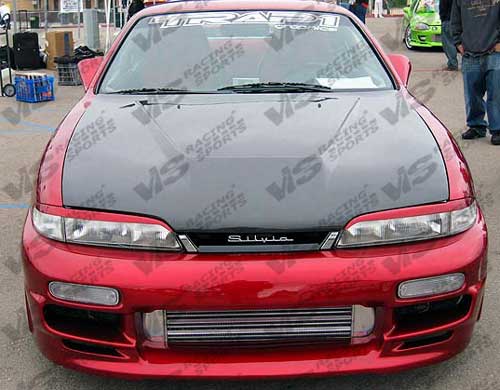 IMAGE 2 - 1995-1996 Nissan 240SX 2DR Invader Style Carbon Fiber Hood by ViS Racing - 95NS2402DVS-010C