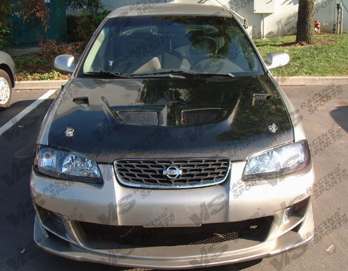 IMAGE 2 - 2004-2006 Nissan Sentra 4DR EVO Style Carbon Fiber Hood by ViS Racing - 04NSSEN4DEV-010C