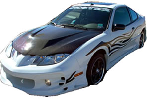 IMAGE 3 - 1995-2002 Pontiac SunFire 2DR/4DR Invader Style Carbon Fiber Hood by ViS Racing - 95PTSUN2DVS-010C