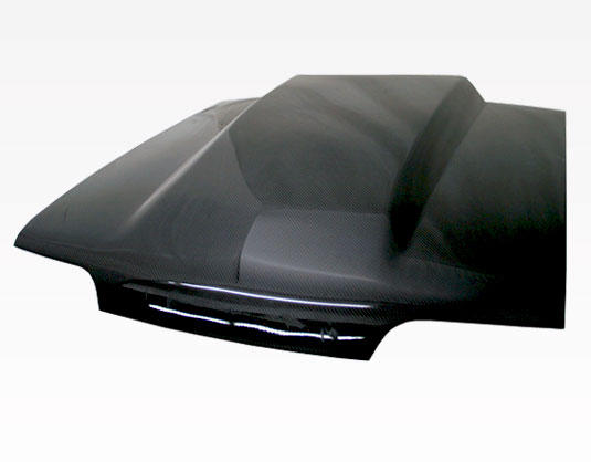 IMAGE 1 - 1987-1993 Ford Mustang Cowl Induction Style Carbon Fiber Hood by ViS Racing - 87FDMUS2DCI-010C