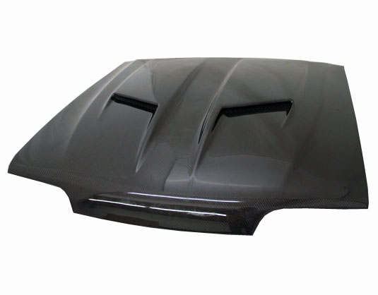IMAGE 1 - 1987-1993 Ford Mustang Stalker 2 Style Carbon Fiber Hood by ViS Racing - 87FDMUS2DSTK2-010C