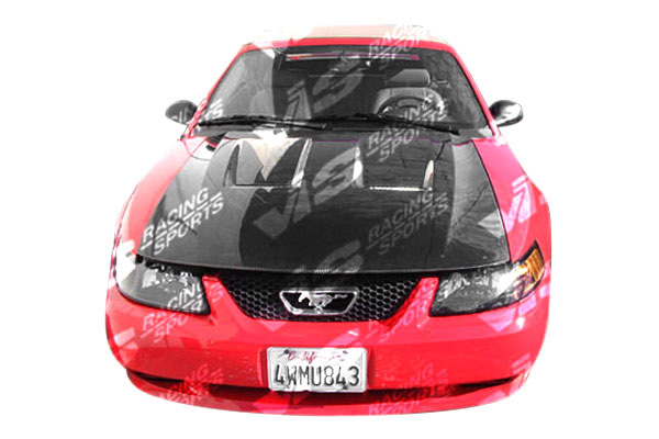 IMAGE 1 - 1994-1998 Ford Mustang Heat Extractor Style Carbon Fiber Hood by ViS Racing - 94FDMUS2DGT-010C