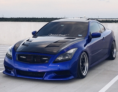 IMAGE 2 - 2008-2013 Infiniti G37 2DR AMS Style Carbon Fiber Hood by ViS Racing - 08ING372DAMS-010C