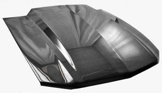IMAGE 1 - 2010-2012 Ford Mustang Cowl Induction Style Carbon Fiber Hood by ViS Racing - 10FDMUS2DCI-010C