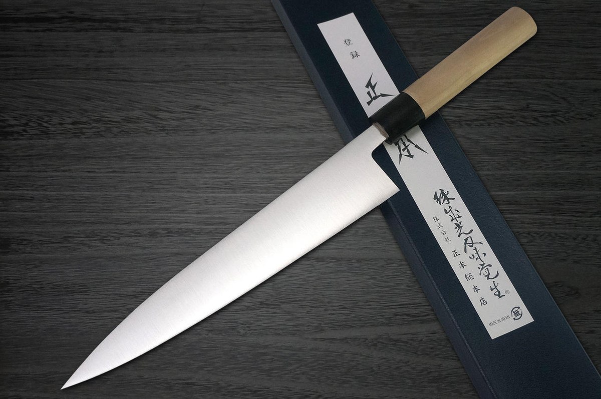 Masamoto KS Honkasumi Gyokuhaku-ko Buffalo Tsuba Japanese Chefs Gyuto Knife 240mm KS3124