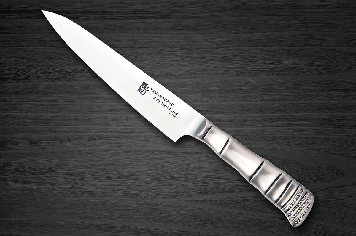 Tamahagane Bamboo 3-Layer Stainless Japanese Chefs Petty KnifeUtility 150mm