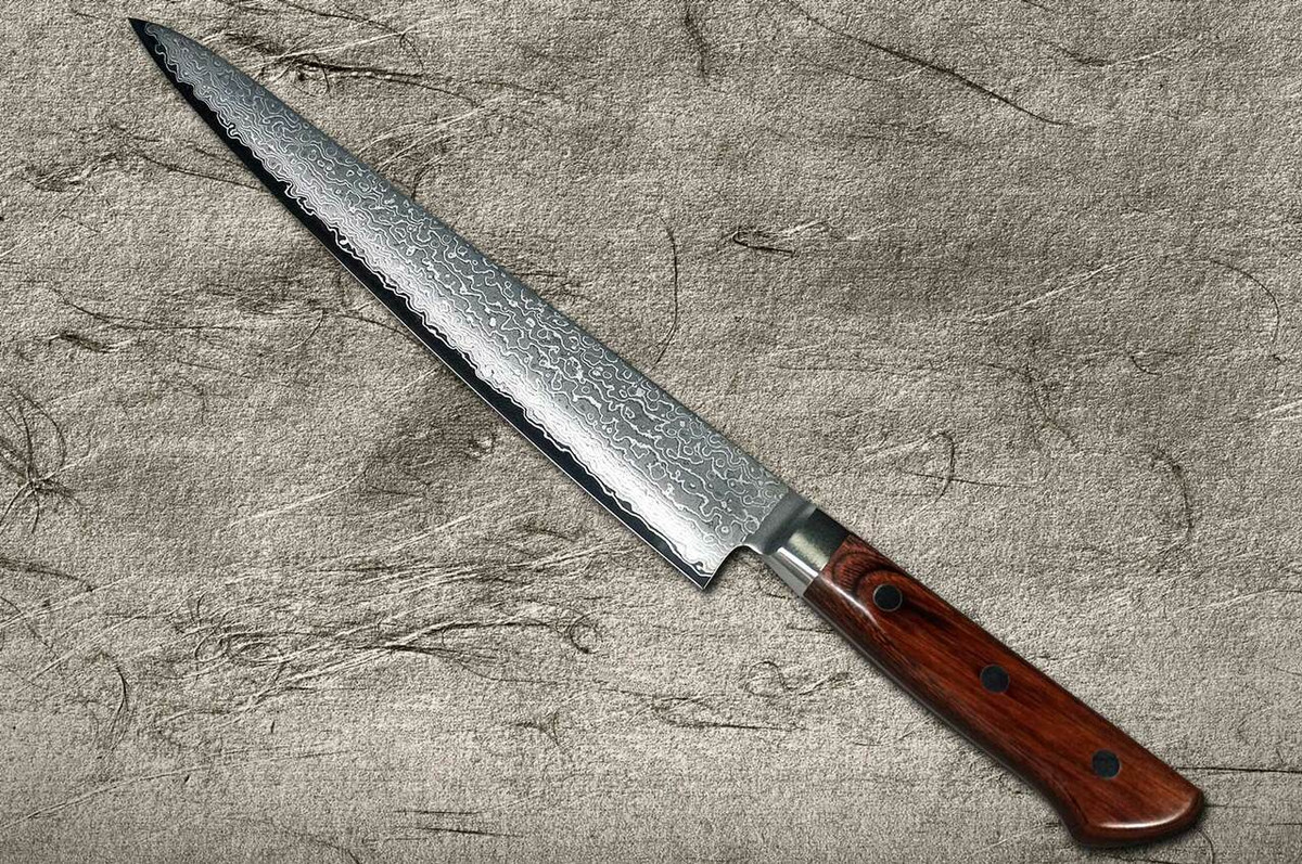 Tamahagane Kyoto 63 Layer-Damascus Wood Handle Japanese Chefs SlicerSujihiki 270mm