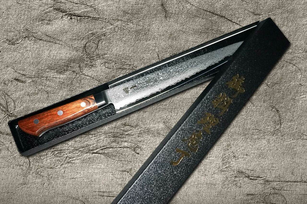 Tamahagane Kyoto 63 Layer-Damascus Wood Handle Japanese Chefs SlicerSujihiki 270mm