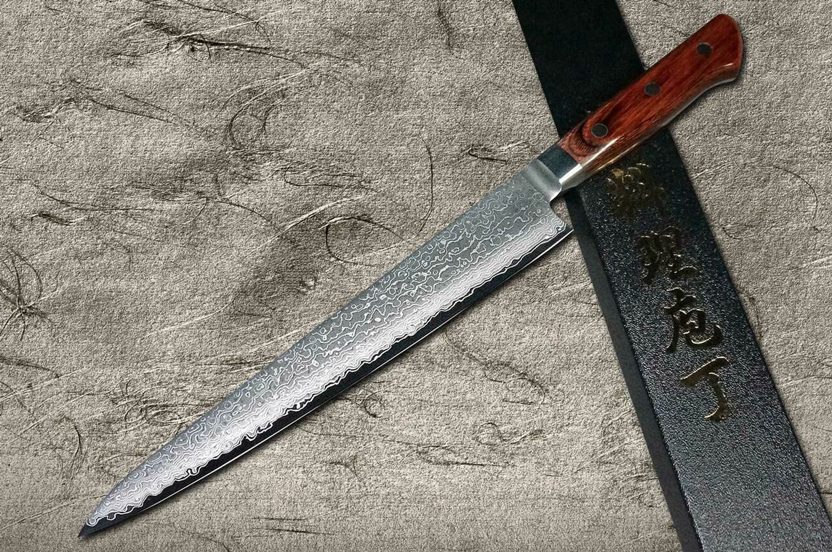 Tamahagane Kyoto 63 Layer-Damascus Wood Handle Japanese Chefs SlicerSujihiki 270mm