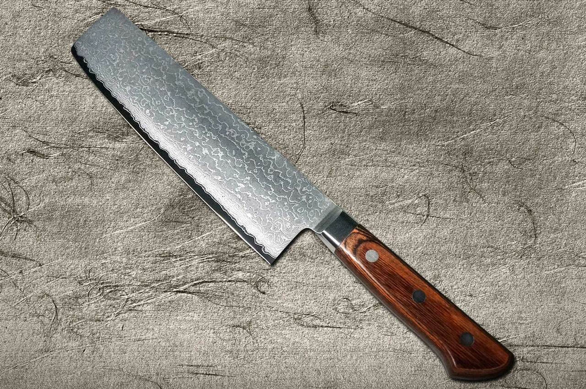 Tamahagane Kyoto 63 Layer-Damascus Wood Handle Japanese Chefs NakiriVegetable 180mm