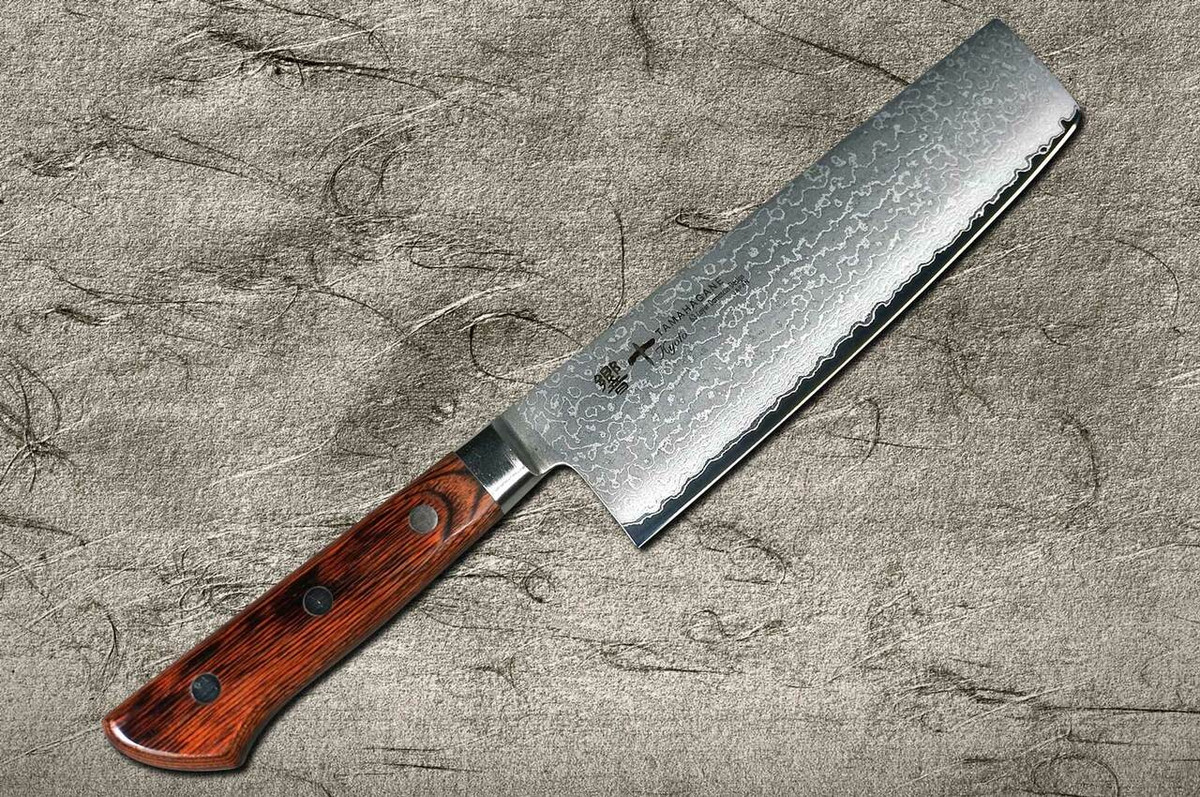 Tamahagane Kyoto 63 Layer-Damascus Wood Handle Japanese Chefs NakiriVegetable 180mm