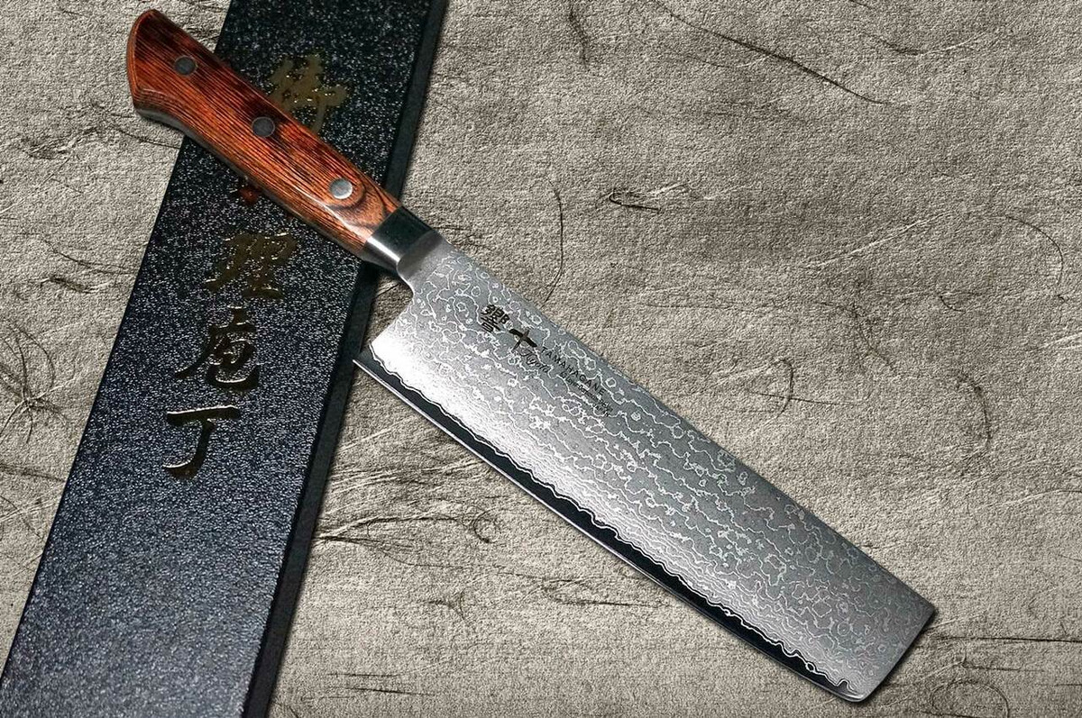 Tamahagane Kyoto 63 Layer-Damascus Wood Handle Japanese Chefs NakiriVegetable 180mm