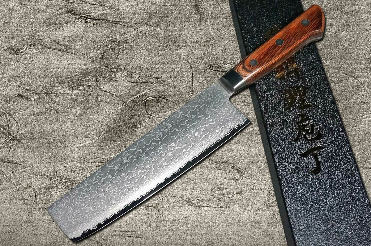 Tamahagane Kyoto 63 Layer-Damascus Wood Handle Japanese Chefs NakiriVegetable 180mm