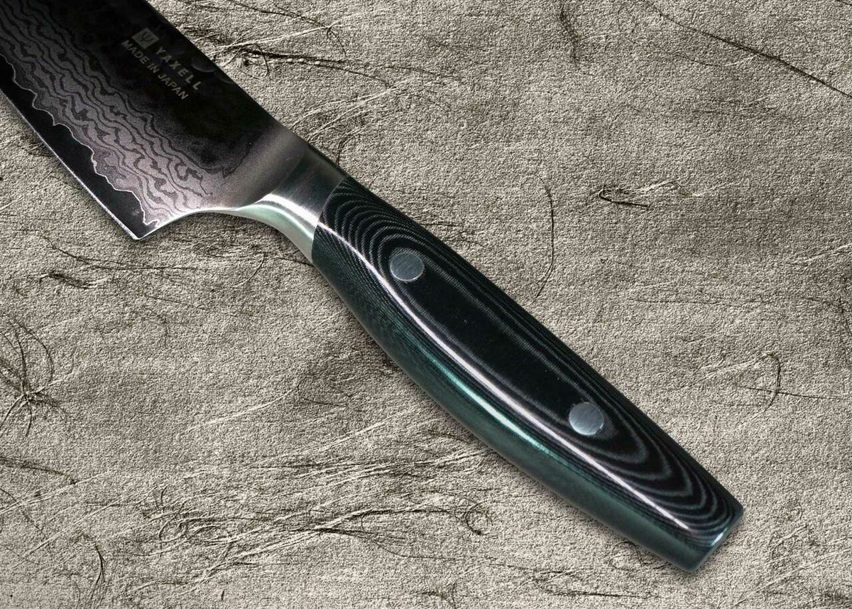 Yaxell YO-U 37-Layer VG-10 Damascus Hammered Japanese Chefs Santoku Knife 165mm