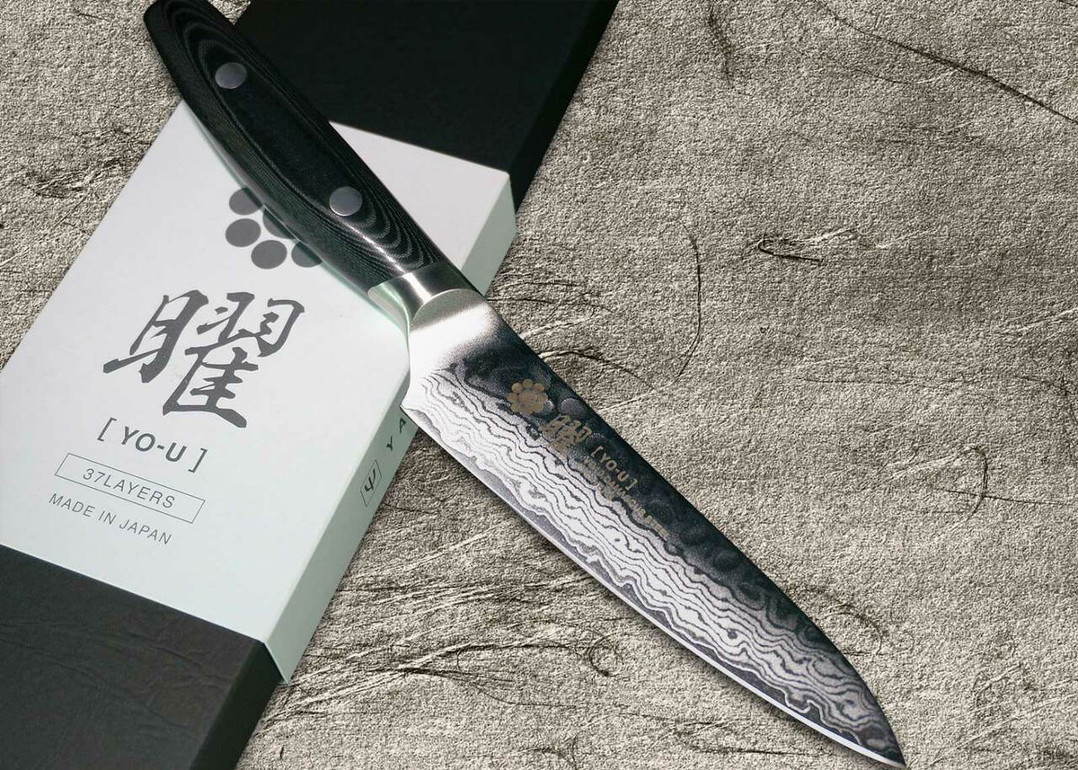 Yaxell YO-U 37-Layer VG-10 Damascus Hammered Japanese Chefs Petty KnifeUtility 120mm