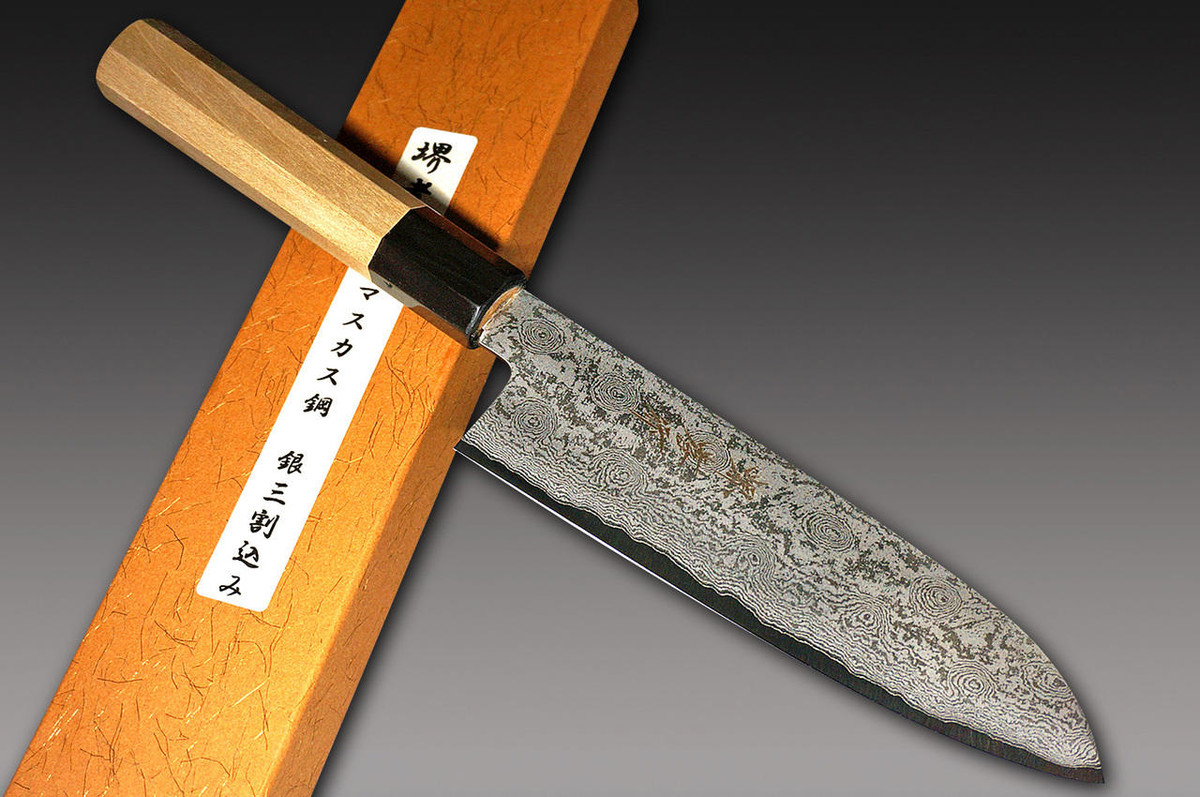 Sakai Takayuki 33-Layer Damascus Gingami No.3 Japanese Chefs Santoku Knife 180mm