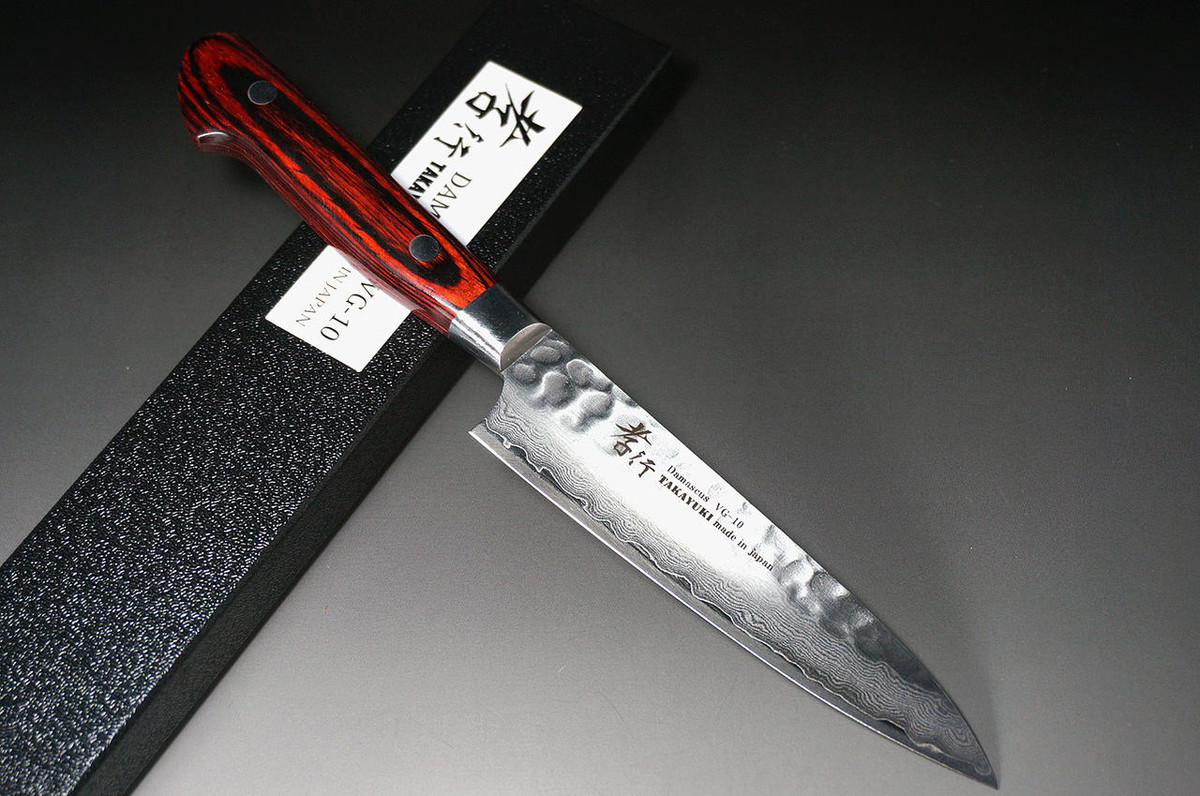 Sakai Takayuki 33-Layer VG10 Damascus Hammered Japanese Chefs Petty KnifeUtility 120mm
