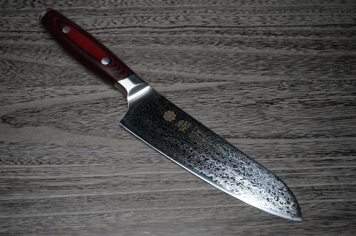 Yaxell YO-U 101-Layer SG2 Damascus Japanese Chefs Santoku Knife 165mm