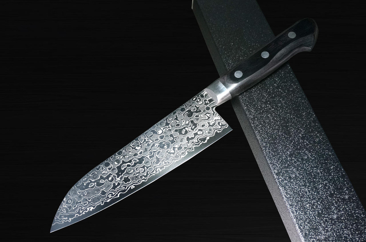 Sakai Takayuki 45-Layer Damascus Mirrored Japanese Chefs Santoku Knife 170mm