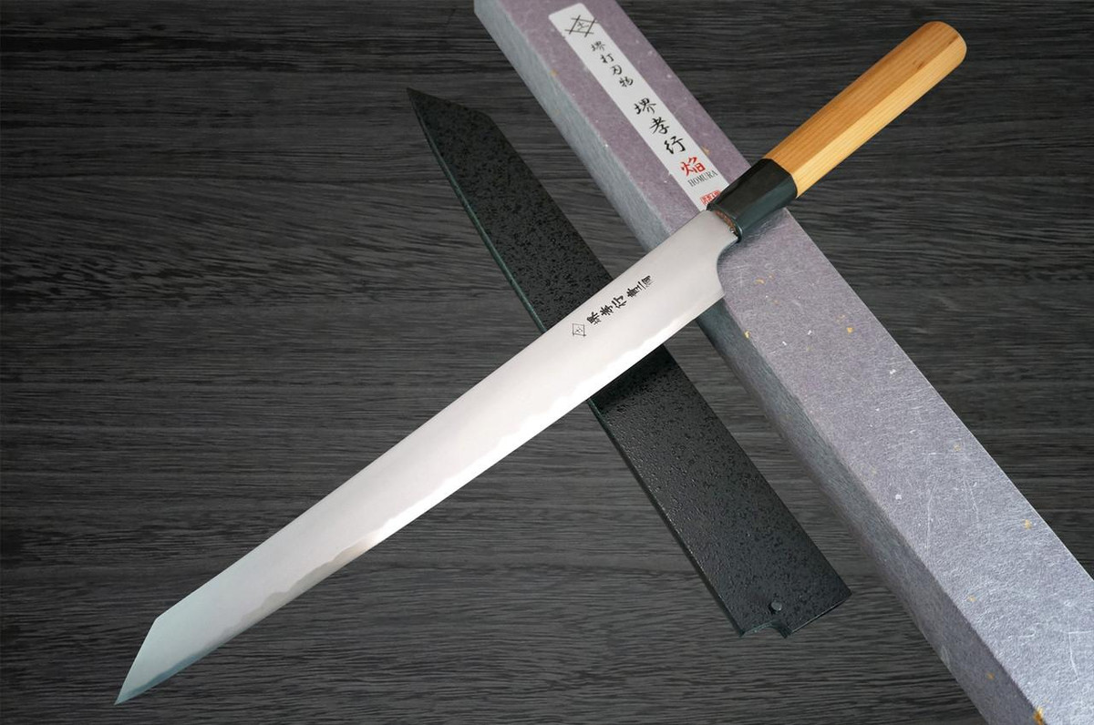 Sakai Takayuki Homura Kogetsu (Aogami 2 steel) Japanese Chef's Kengata-Yanagiba(Sashimi) 300mm Hien 