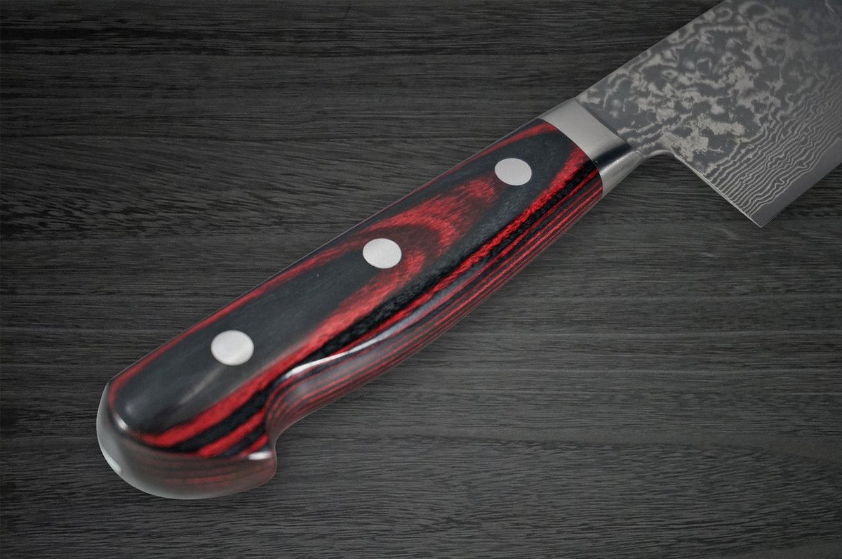 Yoshimi Kato 63 Layer VG10 Black Damascus PW Japanese Chefs Gyuto Knife 180mm with Laminated Wood Handle