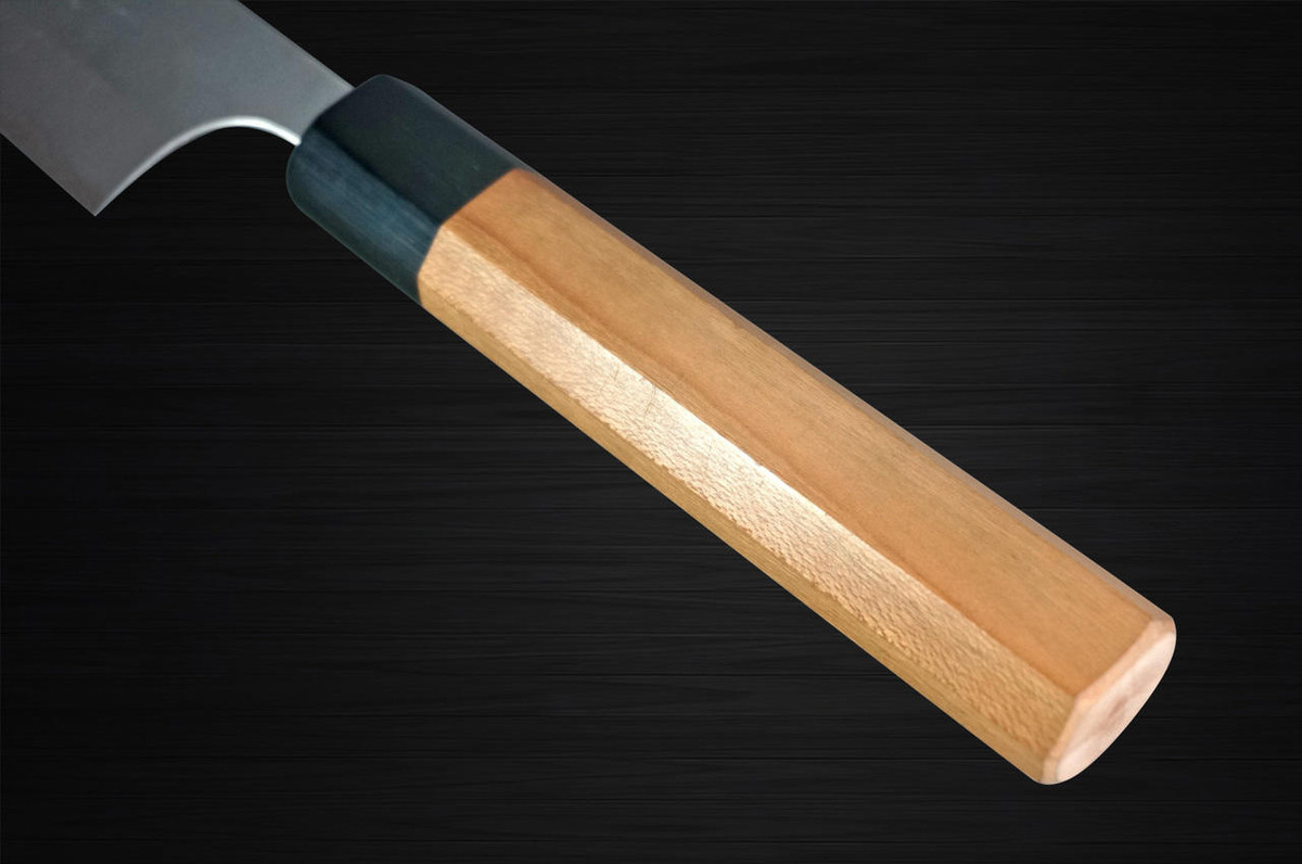 Yoshimi Kato Aogami Super Clad Nashiji AC Japanese Chefs SlicerSujihiki 270mm with Black Cherry Octagonal Handle