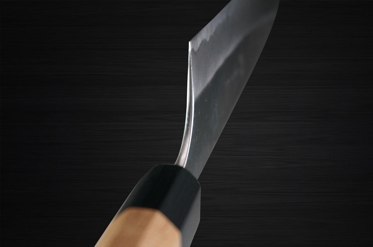 Yoshimi Kato Aogami Super Clad Kurouchi AC Japanese Chef's Gyuto Knife 240mm with Black Cherry Octagonal Handle 