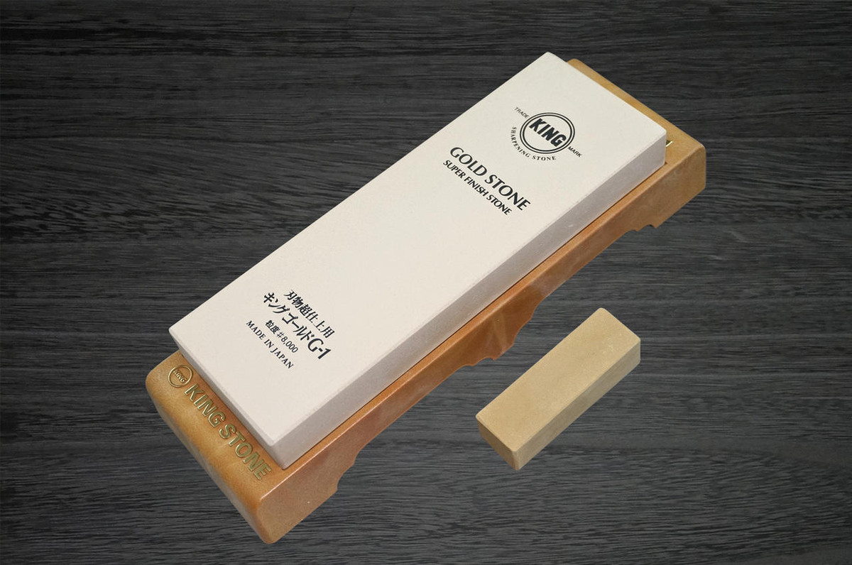 King Honing Grit Waterstone Sharpening Whetstone with Stand #8000 Gold G-1