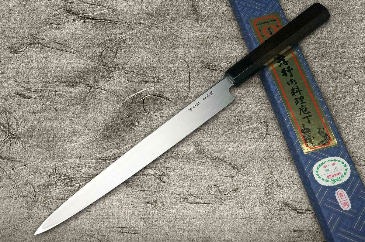Sakai Takayuki Honyaki Water Quench Aogami 2 Steel Japanese Chefs FuguhikiSashimi 330mm