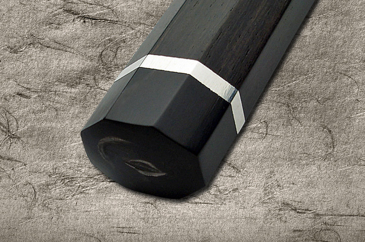 Sakai Takayuki Ginmaki Mirrored Honyaki Blue Steel Japanese Chefs YanagibaSashimi 300mm with Pure-Silver Ringed Ebony Handle in Paulownia Box