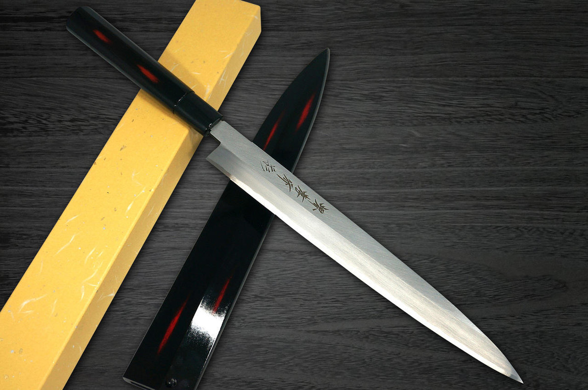 Sakai Takayuki Shikisai Kasumitogi White steel Japanese Chefs YanagibaSashimi 300mm Akebono with Saya Sheath
