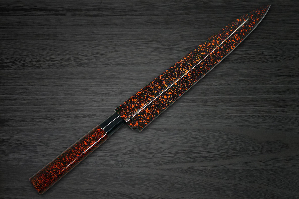 Sakai Takayuki Shikisai Kasumitogi White steel Japanese Chefs YanagibaSashimi 210mm Kincha with Saya Sheath