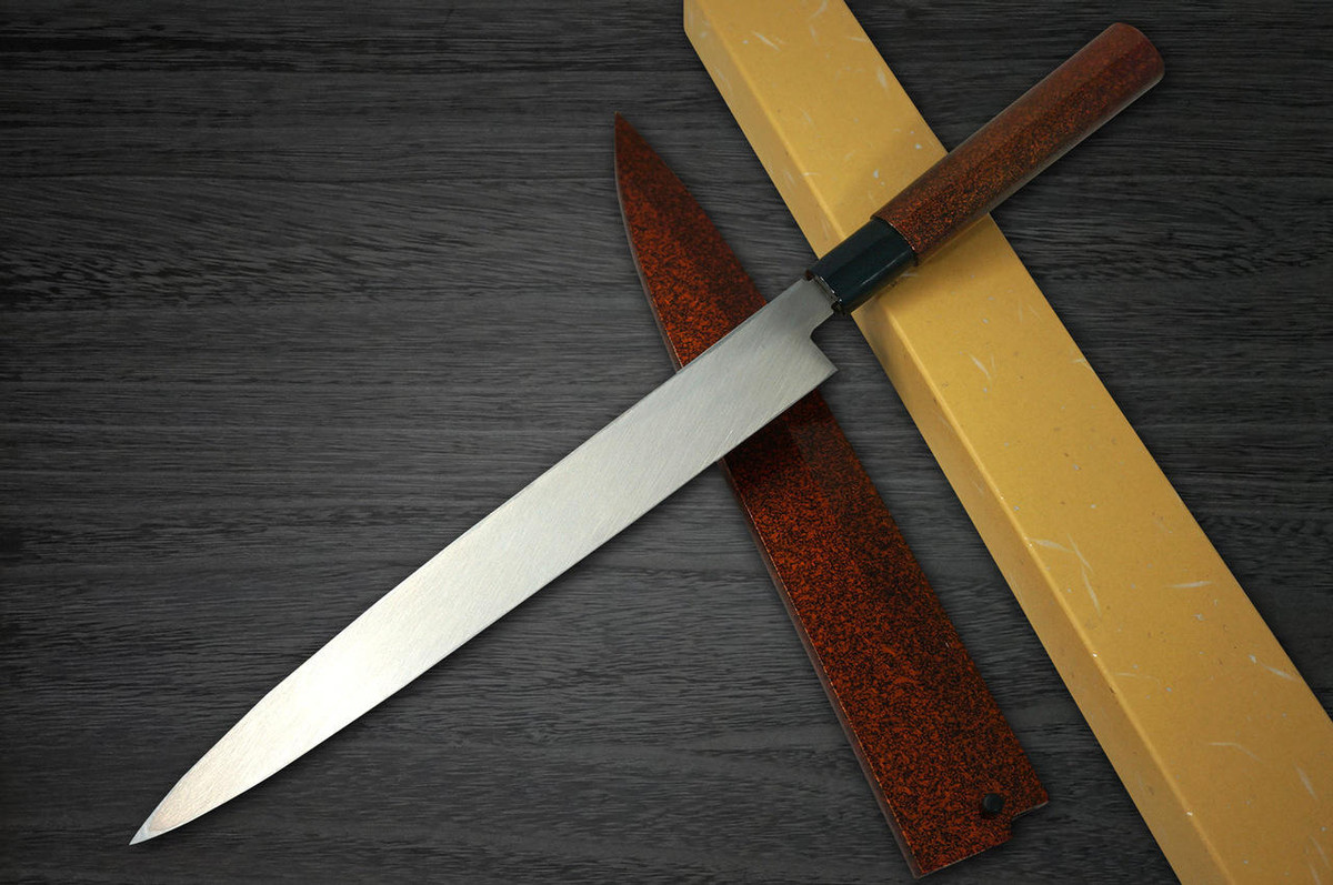 Sakai Takayuki Shikisai Kasumitogi White steel Japanese Chefs YanagibaSashimi 330mm Hikari with Saya Sheath