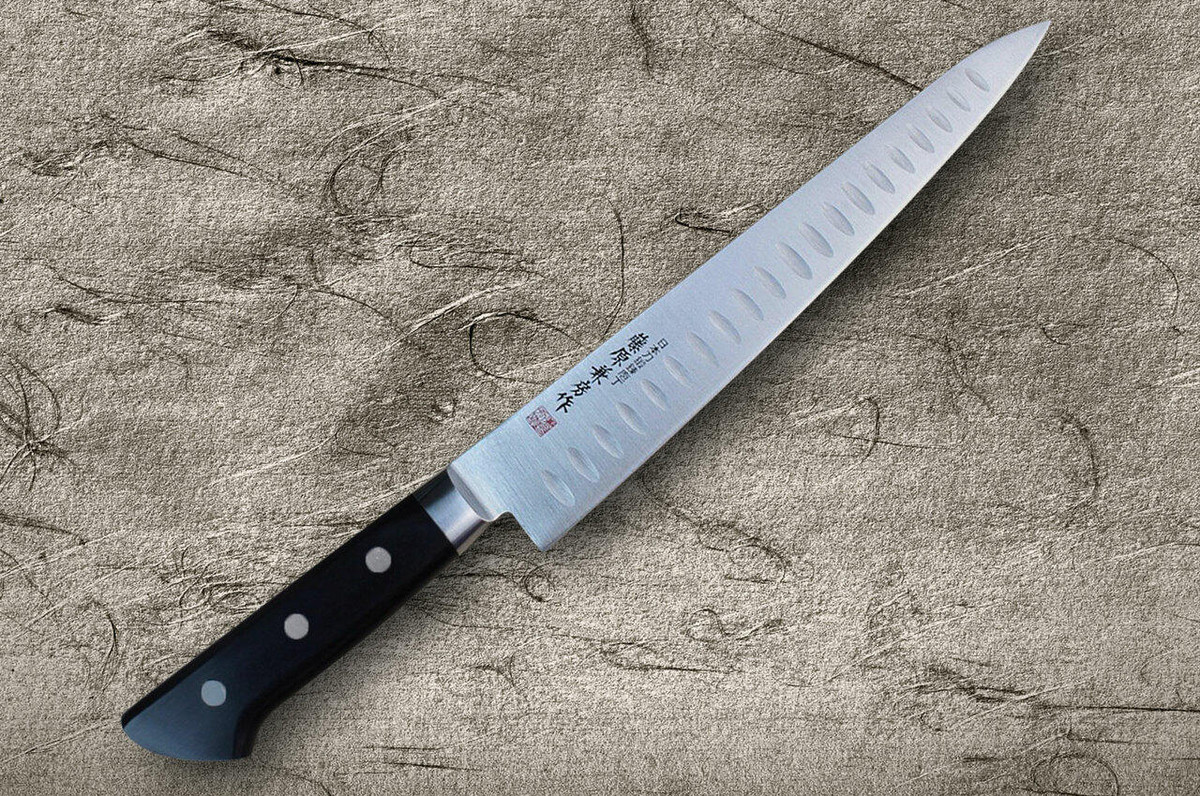 Fujiwara Kanefusa Molybdenum Stainless Dimples Japanese Chefs SlicerSujihiki 240mm