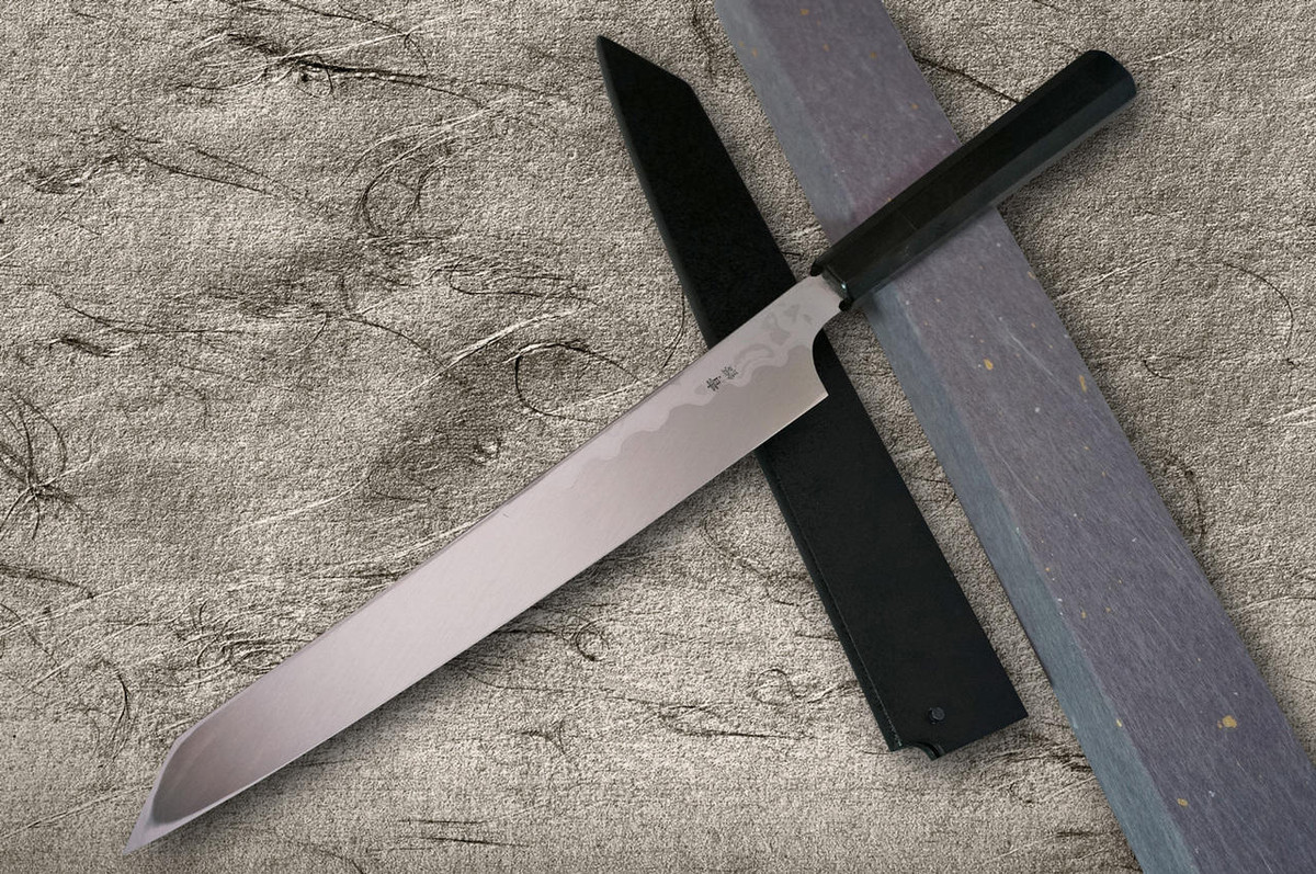 Sakai Takayuki Seiryu Damascus Aogami 2 steel Japanese Chefs Kengata-YanagibaSashimi 270mm with Saya Sheath
