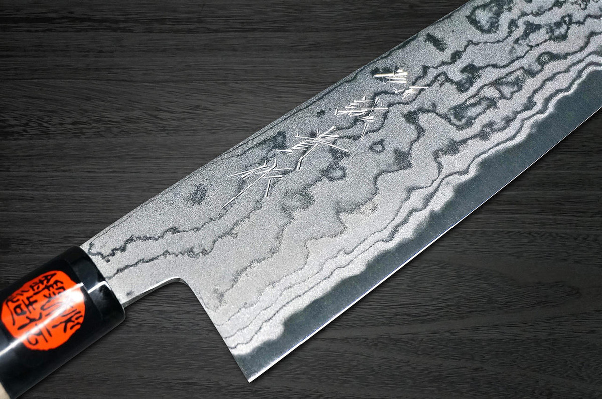 Shigeki Tanaka Aogami No.2 Damascus MB Japanese Chefs Gyuto Knife 240mm with Magnolia Wood Handle