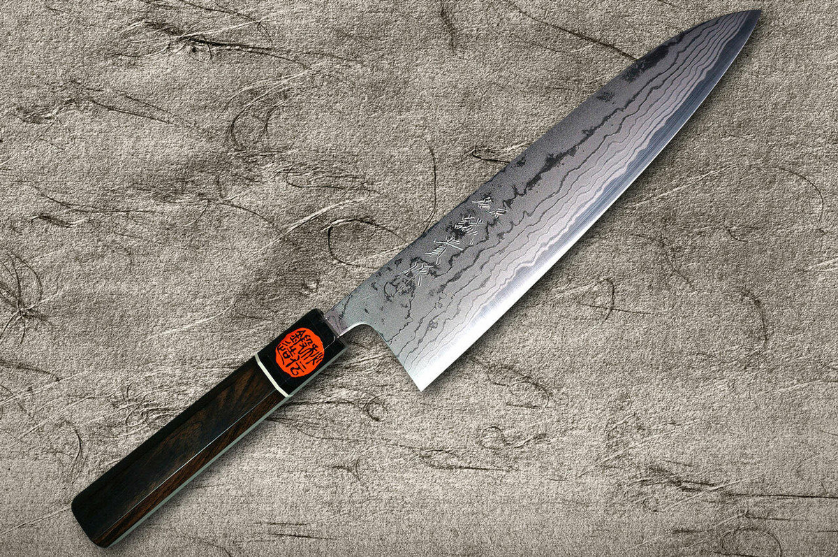 Shigeki Tanaka Aogami No.2 Damascus EB Japanese Chefs Gyuto Knife 210mm with Ebony Handle