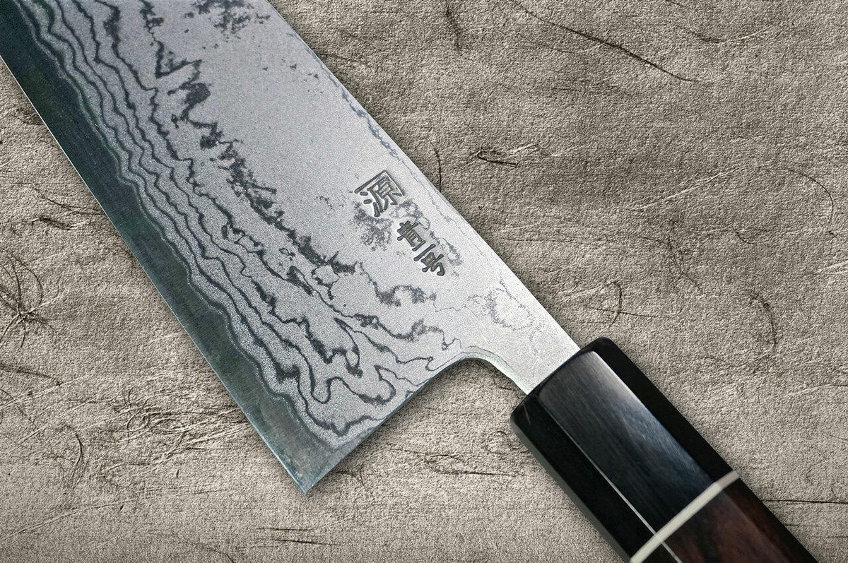 Shigeki Tanaka Aogami No.2 Damascus EB Japanese Chefs Gyuto Knife 210mm with Ebony Handle