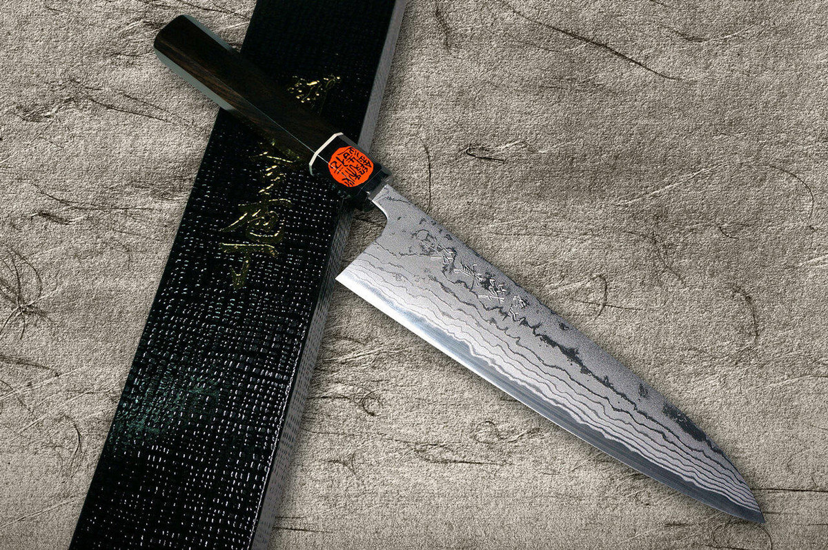 Shigeki Tanaka Aogami No.2 Damascus EB Japanese Chefs Gyuto Knife 210mm with Ebony Handle