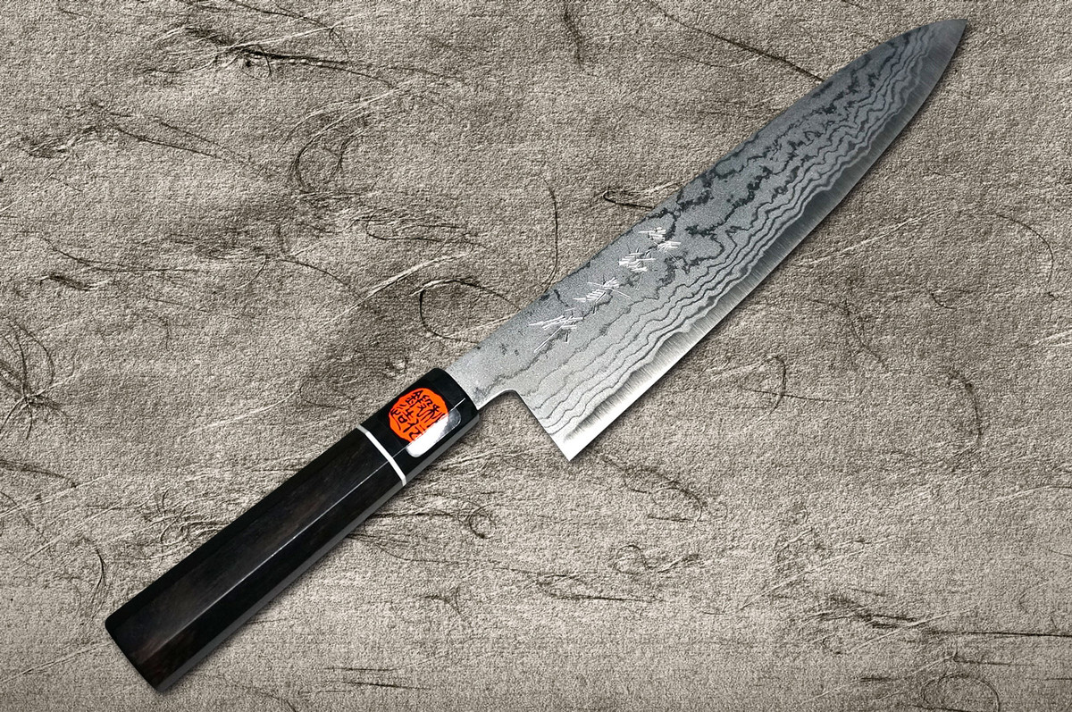 Shigeki Tanaka Aogami No.2 Damascus EB Couteau Gyuto du Chef Japonais 240mm avec Manche en Ébène