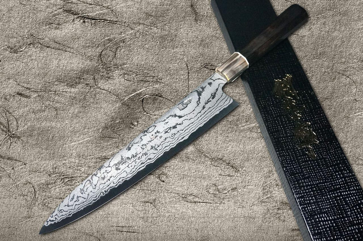 Shigeki Tanaka Aogami Nr.2 Damast EB Japanisches Koch-Gyuto 270mm mit Ebenholzgriff