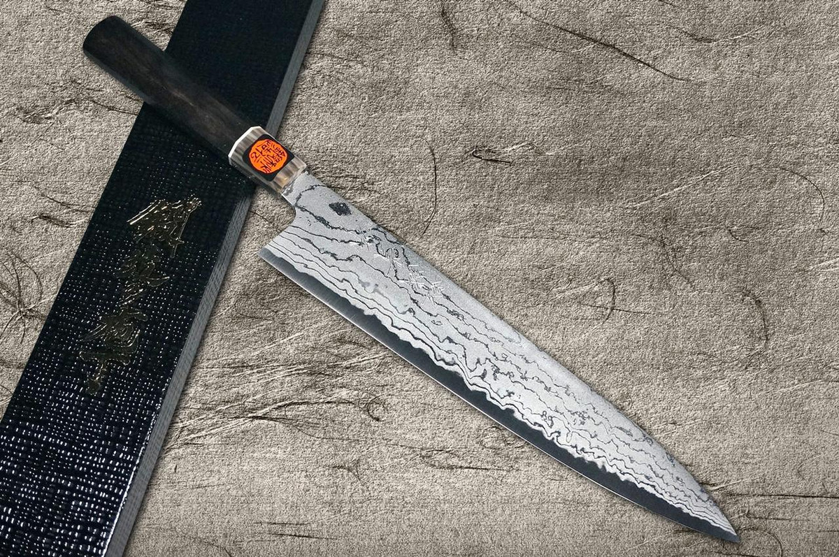 Shigeki Tanaka Aogami Nr.2 Damast EB Japanisches Koch-Gyuto 270mm mit Ebenholzgriff