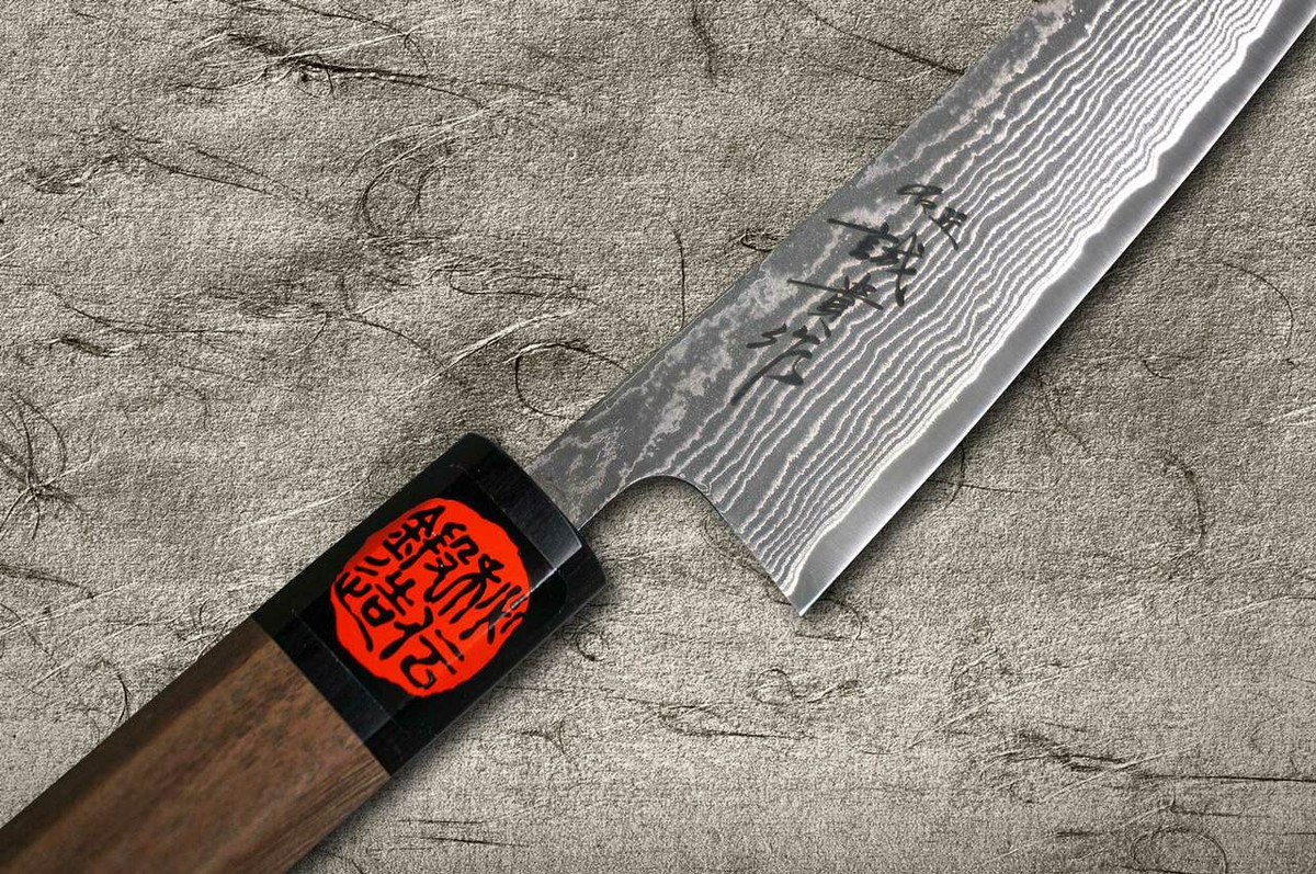 Shigeki Tanaka 33-Layer R2SG2 Damascus Harukaze Japanese Chefs Petty KnifeUtility 135mm with Walnut Handle