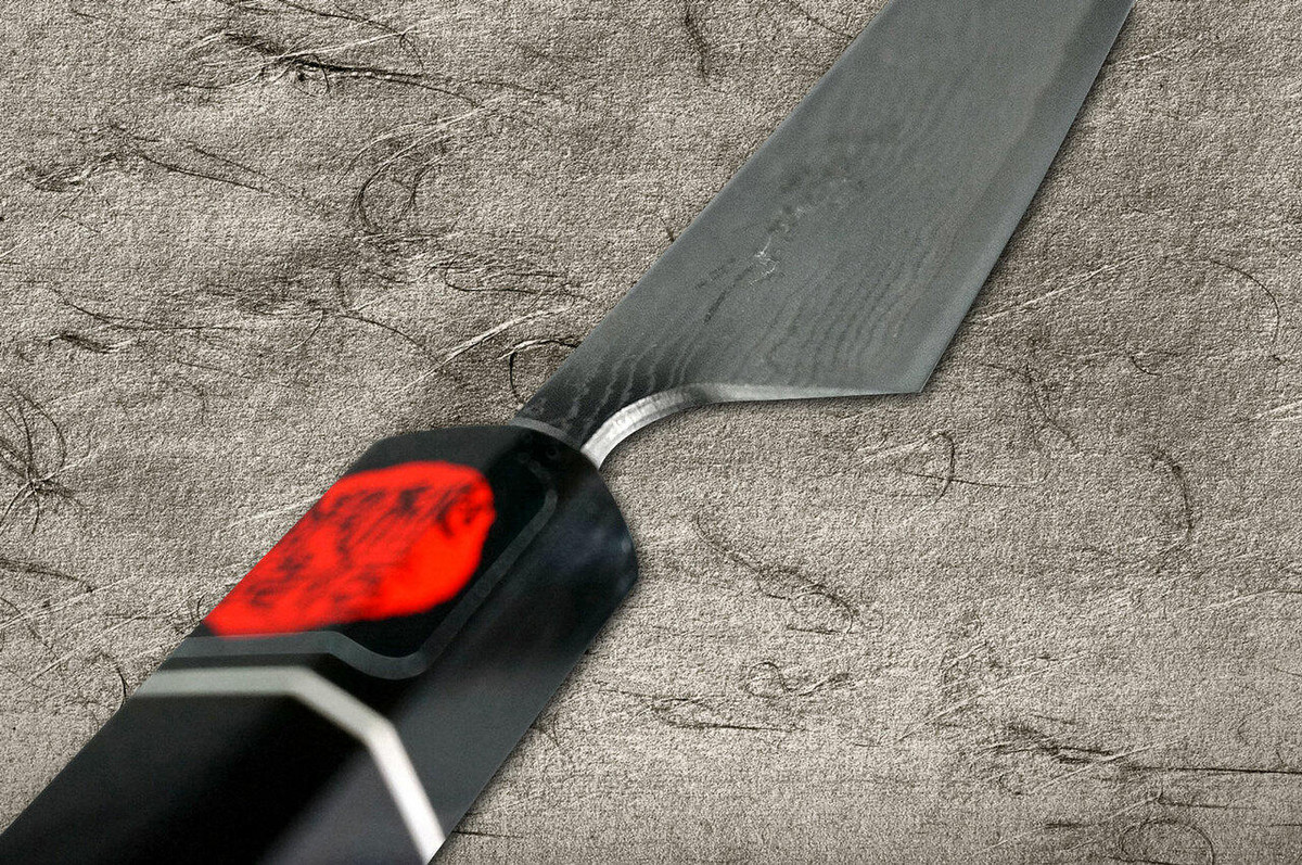 Shigeki Tanaka 33-Layer R2SG2 Damascus Habakiri Japanese Chefs Petty KnifeUtility 135mm with Ebony Handle