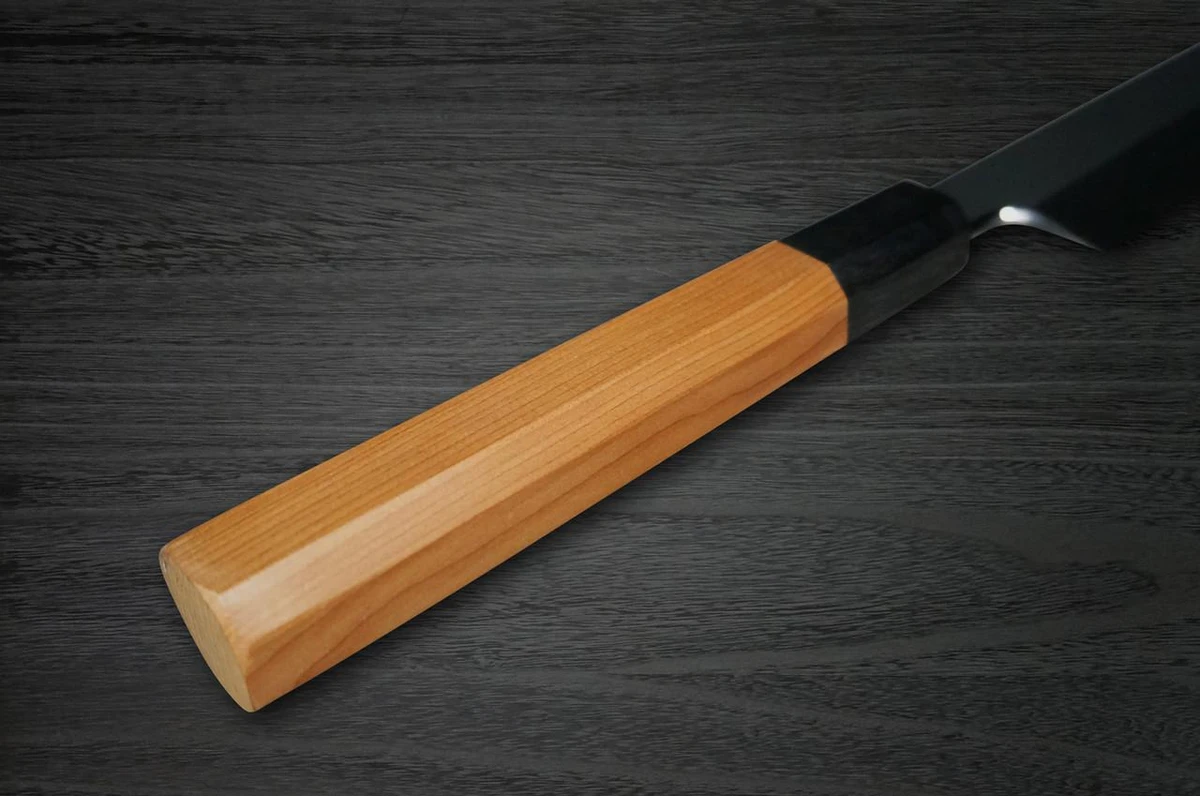 Yoshihiro Aogami No.1 Wave Aonamiuchi B1HC-Y Japanese Chef's Kiritsuke-Yanagiba(Sashimi) 330mm with Saya Sheath and Yew Handle 