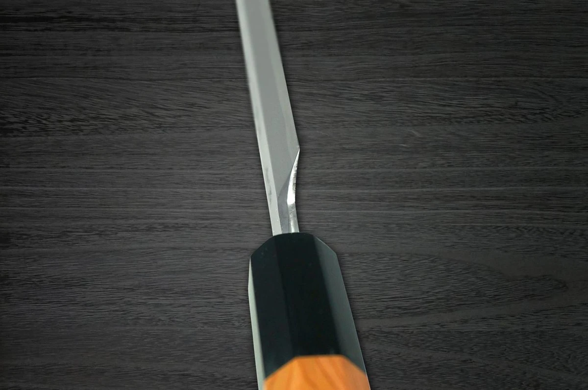 Yoshihiro Aogami No.1 Wave Aonamiuchi B1HC-Y Japanese Chef's Kiritsuke-Yanagiba(Sashimi) 330mm with Saya Sheath and Yew Handle 