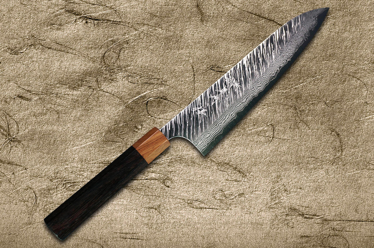Yu Kurosaki VG10 Damascus FUJIN WA RS8H Japanese Chefs Gyuto Knife 210mm with Brown-Ring Octagonal Handle