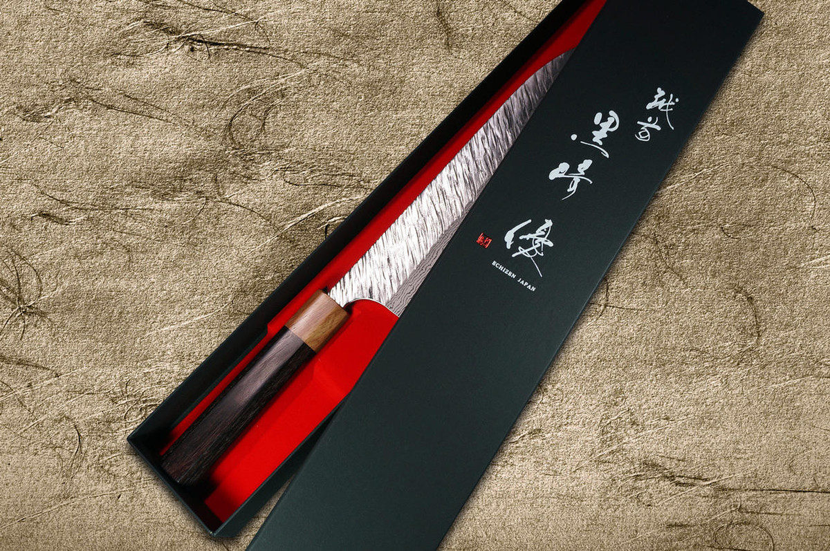 Yu Kurosaki VG10 Damascus FUJIN WA RS8H Japanese Chefs Gyuto Knife 180mm with Brown-Ring Octagonal Handle