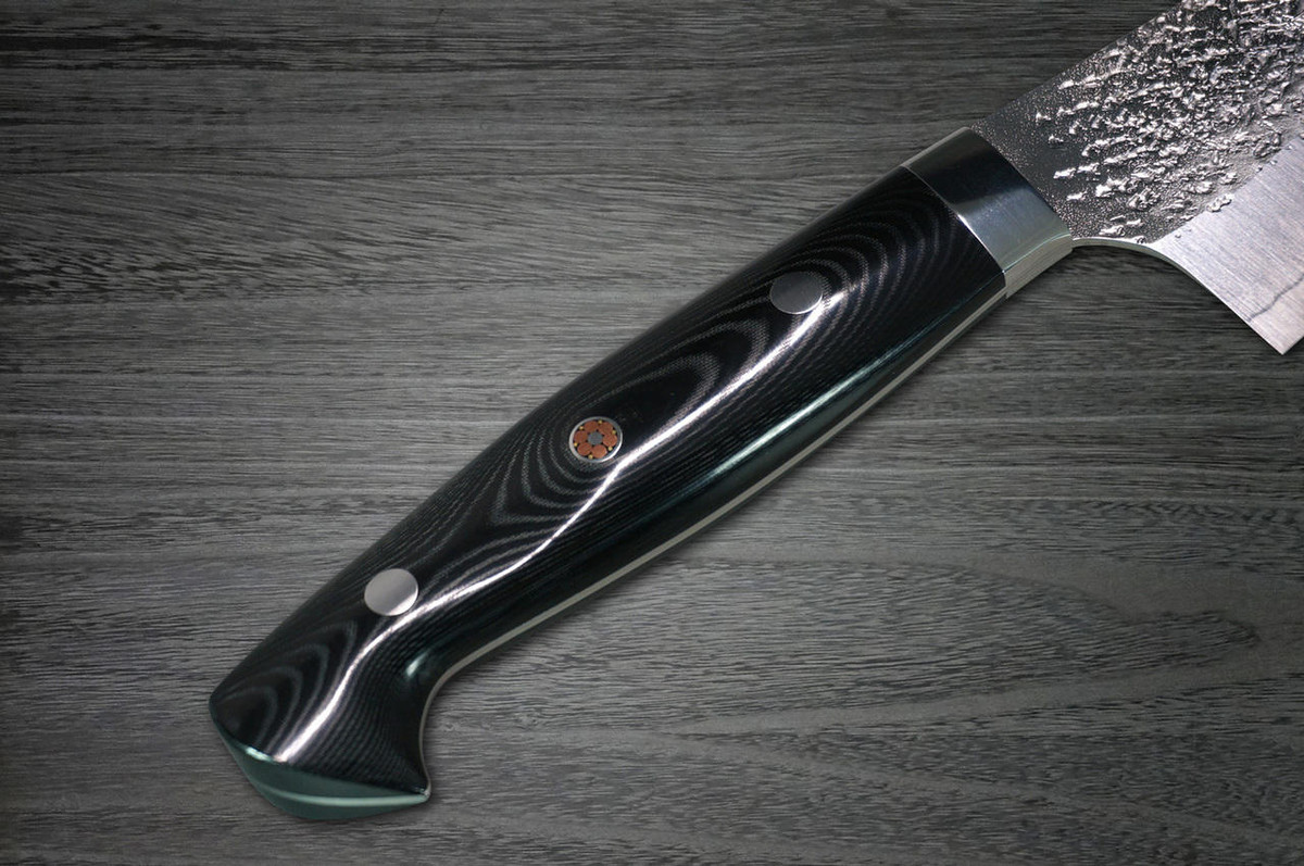 Yu Kurosaki R2SG2 Hammered SHIZUKU Custom MCBC Japanese Chefs Gyuto Knife 240mm with Black Micarta Handle