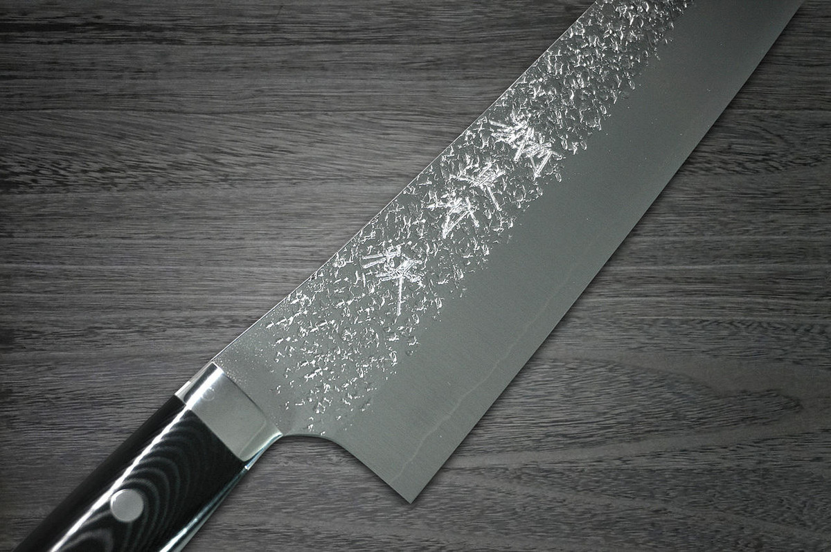 Yu Kurosaki R2SG2 Hammered SHIZUKU Custom MCBC Japanese Chefs Gyuto Knife 240mm with Black Micarta Handle